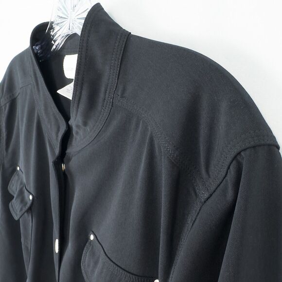 Susan Graver Style Twill Snap Front Lightweight Jacket Womens 1X Black A6223 - Picture 11 of 16